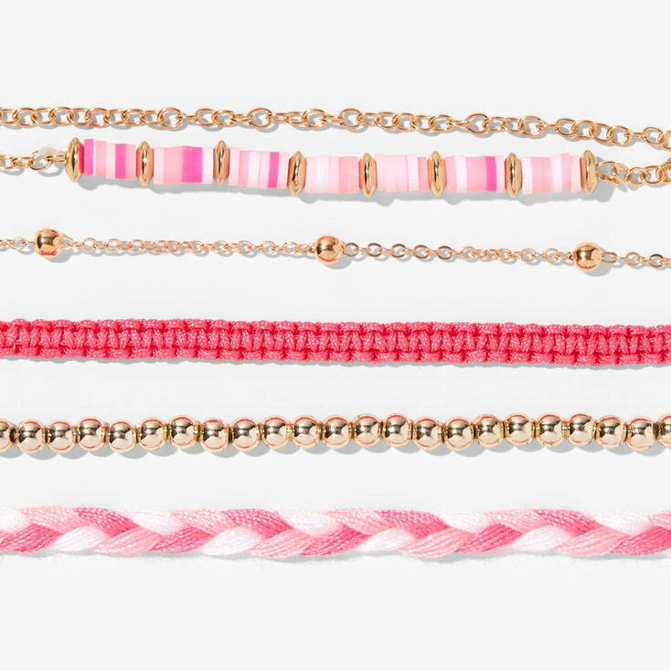 Promo π₯ Claire's Gold & Pink Beaded & Woven Bracelet Set - 5 Pack π 4 Promo π₯ Claire's Gold & Pink Beaded & Woven Bracelet Set - 5 Pack π - Image 2