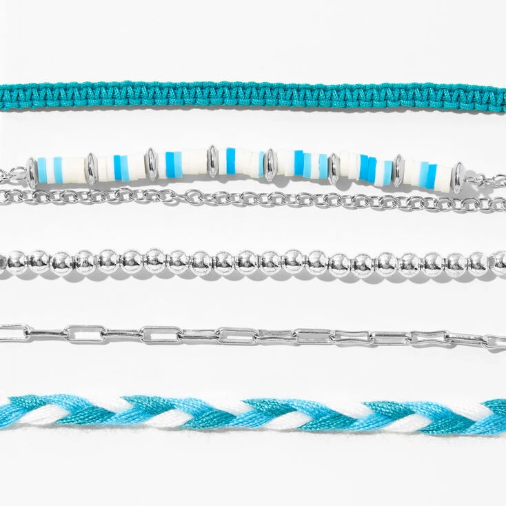Discount ???? Claire's Silver & Blue Beaded & Woven Bracelet Set - 5 Pack ✨ 4 Discount ???? Claire's Silver & Blue Beaded & Woven Bracelet Set - 5 Pack ✨ - Image 2