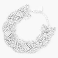 Best Pirce ???? Claire's Silver Rhinestone Braided Chain Bracelet ????