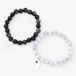 Best reviews of π₯ Claire's Yin Yang Marble Beaded Stretch Bracelets - 2 Pack π