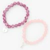 Coupon ???? Claire's Silver Heart Lock & Key Beaded Stretch Bracelet - Blush Pink, 2 Pack ⭐ -Claire’s Shop 08750 1