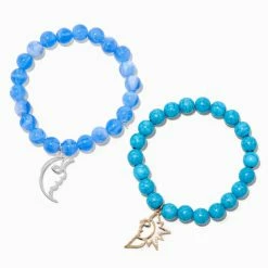 Coupon π Claire's Blue Sun & Moon Beaded Stretch Bracelets - 2 Pack π
