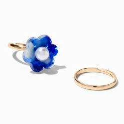 Cheapest 💯 Claire's Blue Marble Bracelets & Gold Rings Set - 4 Pack 😉 -Claire’s Shop 11296 3