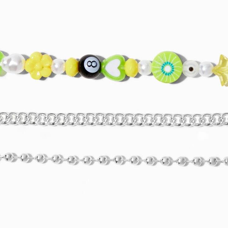 Wholesale ❤️ Claire's Silver & Green Y2K Bracelet Set - 3 Pack 💯 4 Wholesale ❤️ Claire's Silver & Green Y2K Bracelet Set - 3 Pack 💯 - Image 2