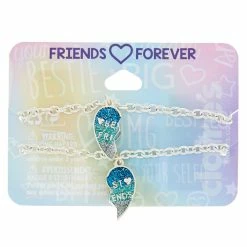 Buy 🎉 Claire's Silver Heart Chain Friendship Bracelets - Blue, 2 Pack 🛒