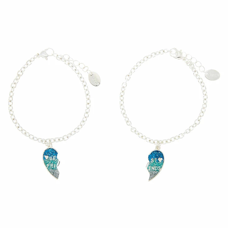 Silver Heart Chain Friendship Bracelets - Blue, 2 Pack Buy ???? Claire's Silver Heart Chain Friendship Bracelets - Blue, 2 Pack ???? -Claire’s Shop 13853 2