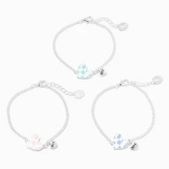 Outlet 👍 Claire's Best Friends Checkered Heart Chain Bracelets - 3 Pack 🔔