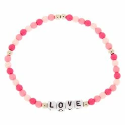 Brand new ⌛ Claire's Love Beaded Stretch Bracelet - Pink 😀
