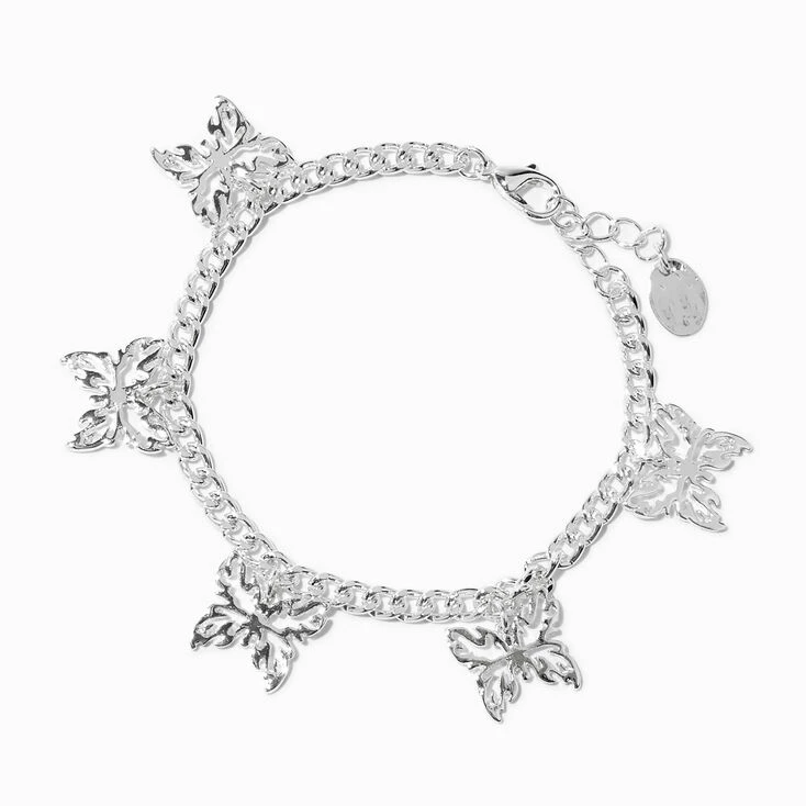 Best Pirce ✨ Claire's Silver Filigree Butterfly Curb Chain Charm Bracelet ✨ 3 Best Pirce ✨ Claire's Silver Filigree Butterfly Curb Chain Charm Bracelet ✨