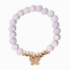 Top 10 🔥 Claire's Pink Marble Beaded Butterfly Stretch Bracelet 🛒