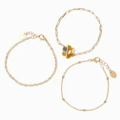 Wholesale 👏 Claire's Gold Daisy Toggle & Chain Bracelets - 3 Pack 🔔