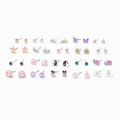 Cheapest 👏 Claire's Mixed Metal Icon Stud Earrings - 20 Pack 🛒