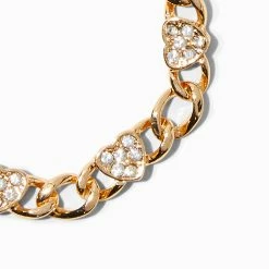 Best Pirce 😀 Claire's Club Gold Heart Chainlink Bracelet 🛒 -Claire’s Shop 39577 2
