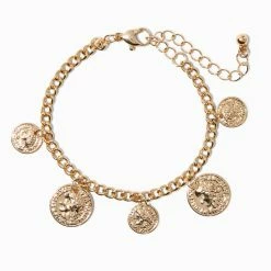 Deals 🛒 Claire's Club Gold Coin Charm Chainlink Bracelet 🔥