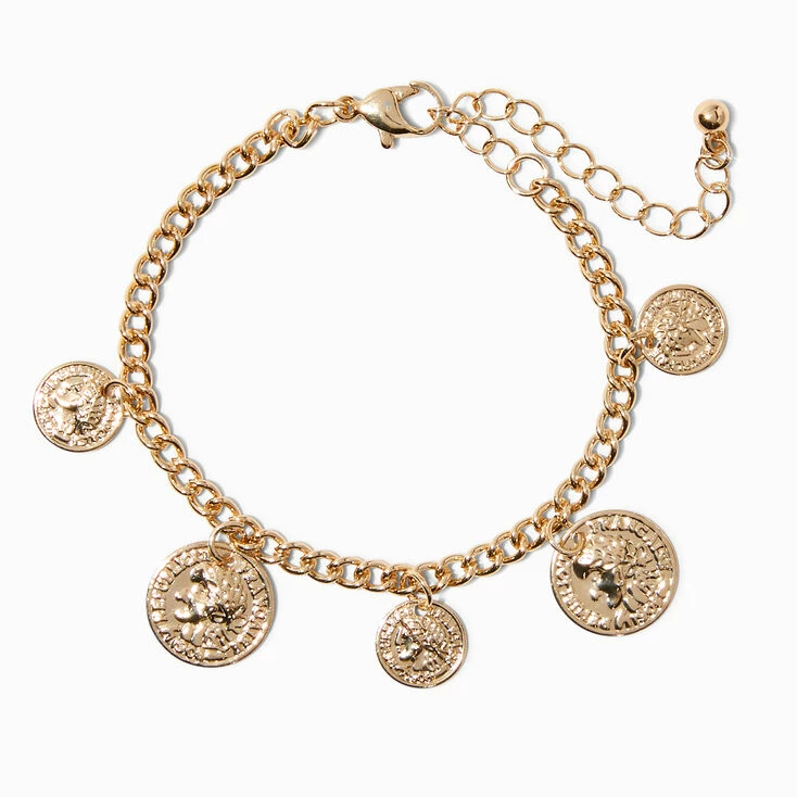 Deals 🛒 Claire's Club Gold Coin Charm Chainlink Bracelet 🔥 3 Deals 🛒 Claire's Club Gold Coin Charm Chainlink Bracelet 🔥