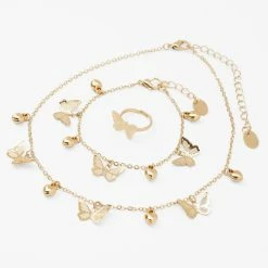 Promo 😍 Claire's Club Gold Heart Butterfly Jewellery Set - 3 Pack 🎁