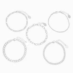 Brand new π Claire's Silver Woven Chain Bracelet Set - 5 Pack π