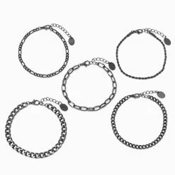 Hot Sale π₯ Claire's Hematite Woven Chain Bracelet Set - 5 Pack π