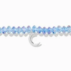 Cheapest ???? Claire's Silver Crescent Moon Blue Beaded Stretch Bracelet ❤️ -Claire’s Shop 53737 2