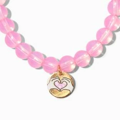 Hot Sale ✔️ Claire's Pink Peace Stretch Bracelet ???? -Claire’s Shop 54715 2