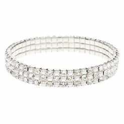 Best Sale 🎉 Claire's Silver Rhinestone & Pearl Stretch Bracelet 😉