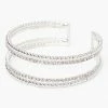 Promo ???? Claire's Silver Beaded Rhinestone Open Cuff Bracelet ⌛ -Claire’s Shop 58737 1