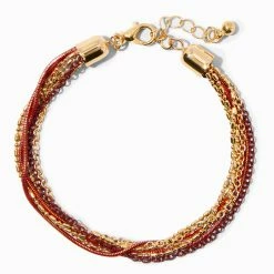 Deals ???? Claire's Red Beaded Gold Multi-Strand Bracelet ????