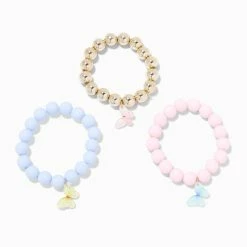 Cheap ???? Claire's Club Butterfly Beaded Stretch Bracelets - 3 Pack ????