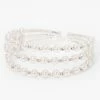 Best Pirce 🎁 Claire's Silver Crystal Pearl Triple Row Cuff Bracelet 😉