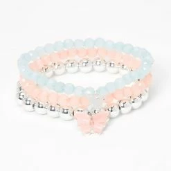 Hot Sale ???? Claire's Pastel Butterfly Charm Beaded Stretch Bracelets - 3 Pack ????