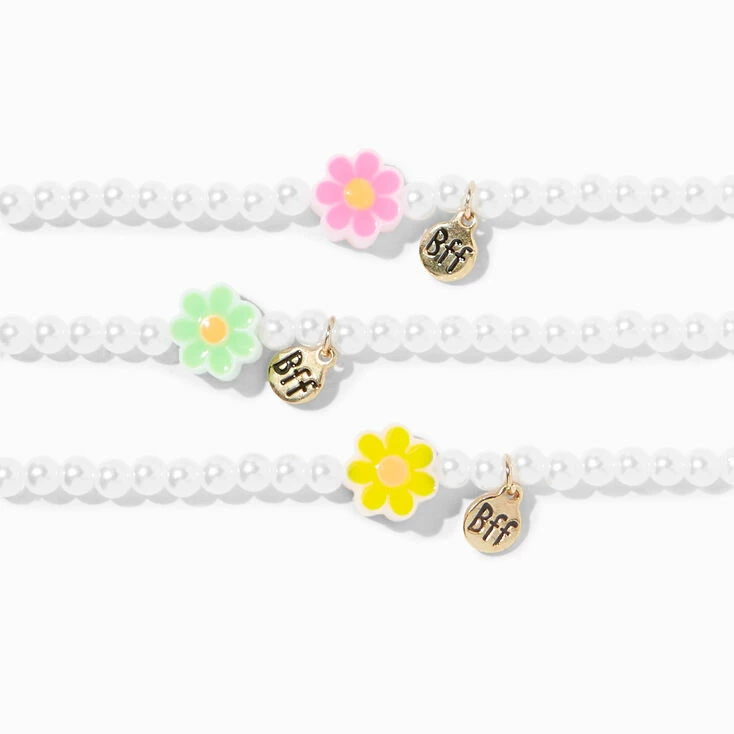 Best Friends Daisy Pearl Stretch Bracelets - 3 Pack Wholesale ⭐ Claire's Best Friends Daisy Pearl Stretch Bracelets - 3 Pack ???? -Claire’s Shop 75513 2