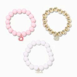 Cheapest ⭐ Claire's Club Love Heart Beaded Stretch Bracelets - 3 Pack ❤️