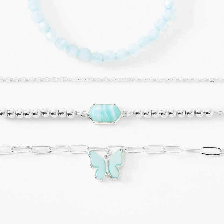 Cheap π Claire's Silver & Blue Butterfly Charm Bracelet Set - 4 Pack β 4 Cheap π Claire's Silver & Blue Butterfly Charm Bracelet Set - 4 Pack β - Image 2
