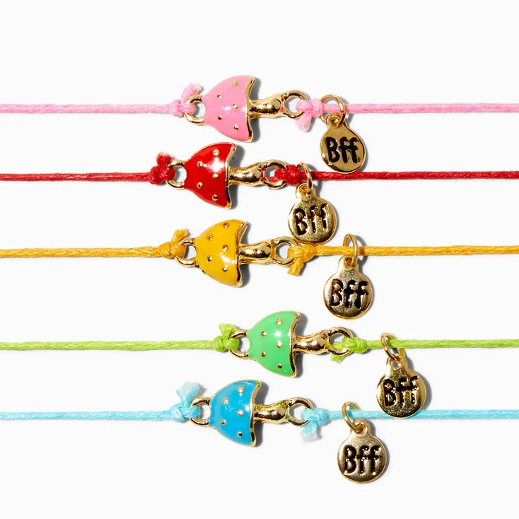 Wholesale ✨ Claire's Rainbow Mushroom Adjustable Friendship Bracelets - 5 Pack ???? 4 Wholesale ✨ Claire's Rainbow Mushroom Adjustable Friendship Bracelets - 5 Pack ???? - Image 2