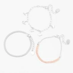 Best deal โจ Claire's Silver Butterfly Beaded Chain Bracelets - Pink, 3 Pack ๐ฏ