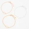 Outlet 🎉 Claire's Mixed Metal Heart Cutout Chain Bracelets - 3 Pack ❤️ -Claire’s Shop 92471 1