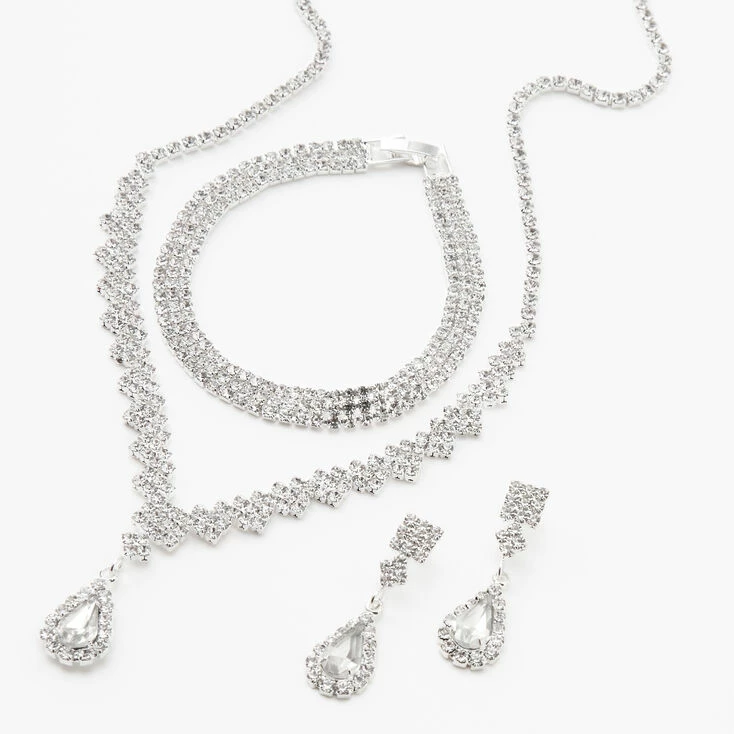 Silver Cubic Zirconia Teardrop Jewelry Set - 3 Pack Brand new ???? Claire's Silver Cubic Zirconia Teardrop Jewelry Set - 3 Pack ???? -Claire’s Shop 92957 1