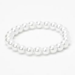 Outlet ???? Claire's Classic Pearl Stretch Bracelet - White ????