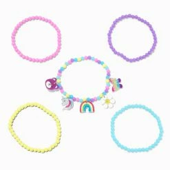 Cheapest ✨ Claire's Club Rainbow Charm Stretch Bracelets - 5 Pack 🤩
