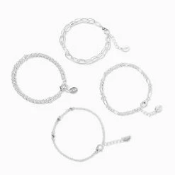 Best reviews of 🛒 Claire's Silver Woven Chain Bracelet Set - 4 Pack 👏
