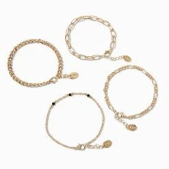 Flash Sale 🤩 Claire's Gold Woven Chain Bracelet Set - 4 Pack 💯