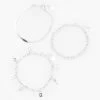 Outlet ❤️ Claire's Silver Chain Bracelets - 3 Pack 🔥 -Claire’s Shop 96814 1